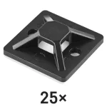 EMOS fekete öntapadó kábelrögzítő talp 3M szalaggal, 30×30 mm, 25 db, A2833