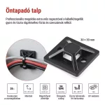 EMOS fekete öntapadó kábelrögzítő talp 3M szalaggal, 30×30 mm, 25 db, A2833