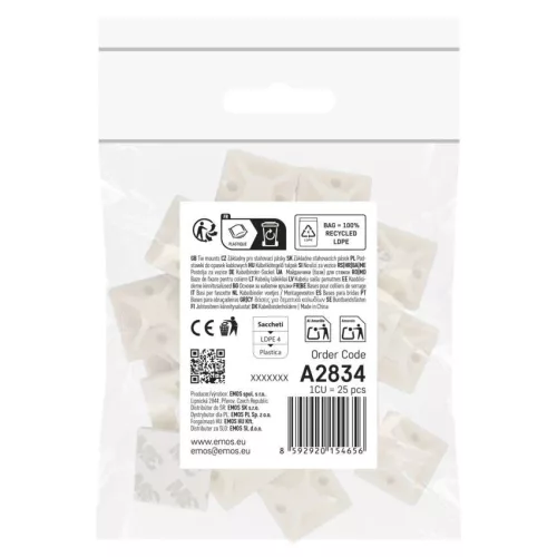 EMOS öntapadó talp 3M 30×30 mm, fehér, 25 db, A2834