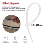 EMOS fehér kábelkötöző 100×2,5 mm, 100 db, A2842