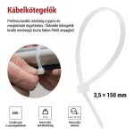 EMOS A2844 fehér kábelkötöző 150×3,5 mm, 100 db-os csomag