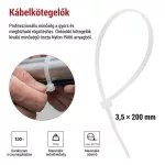 EMOS fehér kábelkötöző 200×3,5 mm, 100 db, A2846