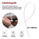 EMOS A2848 fehér kábelkötöző 300×3,5 mm, 100 db