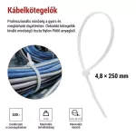 EMOS A2852 fehér kábelkötöző 250×4,8 mm, 100 db