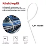 EMOS A2856 fehér kábelkötöző 350×4,8 mm, 100 db-os csomag