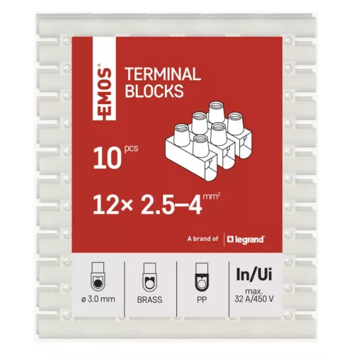 EMOS A4105 fehér sorkapocs 2,5–4 mm² vezetékhez, 10 darabos csomag