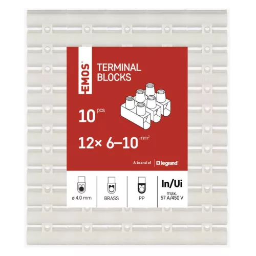EMOS A4107 fehér sorkapocs 6–10 mm² vezetékhez, 10 db