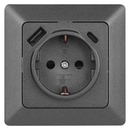 EMOS A6000-7, Aljzat USB-A+USB-C, antracit