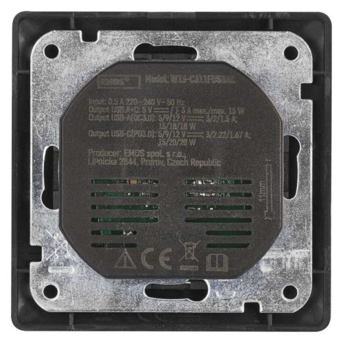 EMOS A6000-7, Aljzat USB-A+USB-C, antracit