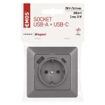 EMOS A6000-7, Aljzat USB-A+USB-C, antracit