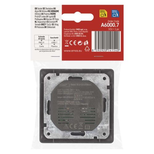 EMOS A6000-7, Aljzat USB-A+USB-C, antracit