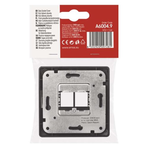 EMOS A6004.9, Adat-csatlakozó aljzat burkolat 2xRJ45, antracit