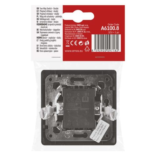 EMOS A6100.8, dupla váltókapcsoló, antracit