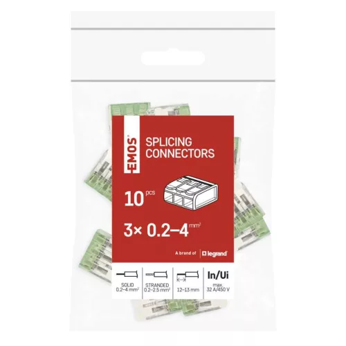 EMOS A9102 átlátszó karos vezetékösszekötő 4 mm², 10 db-os csomag