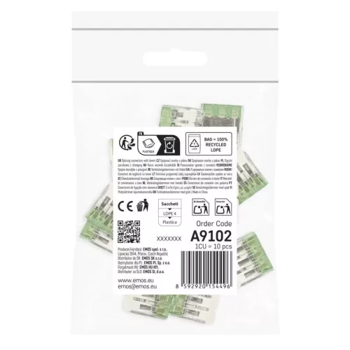 EMOS A9102 átlátszó karos vezetékösszekötő 4 mm², 10 db-os csomag