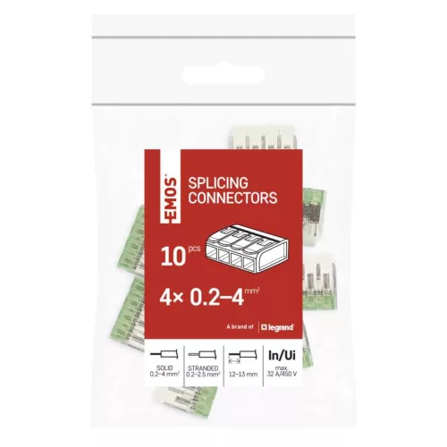 EMOS A9103 átlátszó karos vezetékösszekötő 4 mm², 10 darabos csomag
