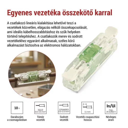 EMOS A9111 egyenes karos átlátszó vezetékösszekötő 2× 0,2–4 mm², 10 db