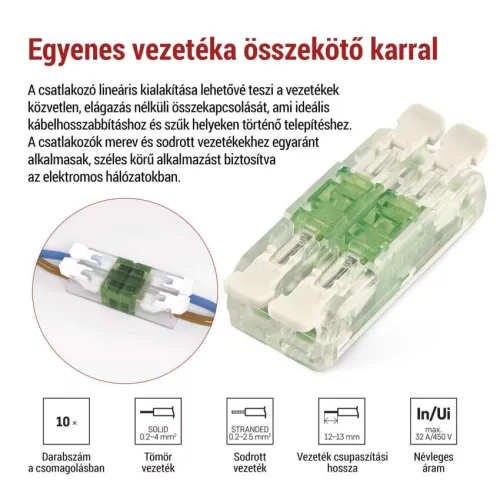EMOS A9112 egyenes karos vezetékösszekötő 4× 0,2–4 mm², átlátszó, 10 db