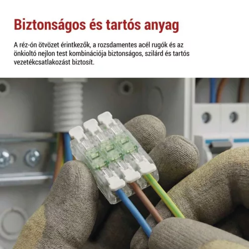 EMOS A9113 3 pólusú egyenes karos vezetékösszekötő, átlátszó, 10 db
