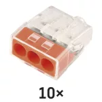 EMOS A9121 átlátszó 3 pólusú rugós sorkapocs, 10 db-os csomag