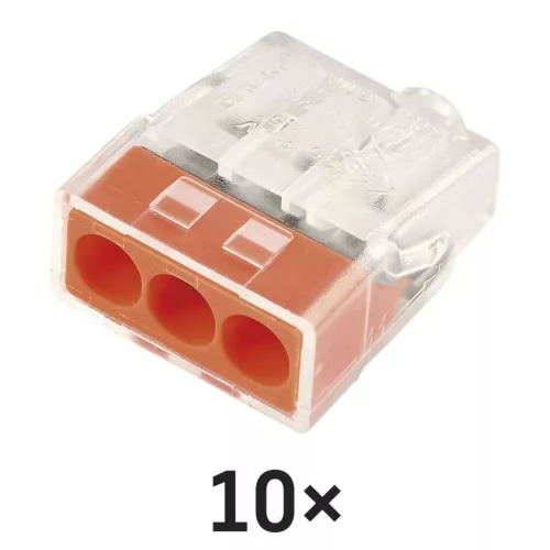 EMOS A9121 átlátszó 3 pólusú rugós sorkapocs, 10 db-os csomag