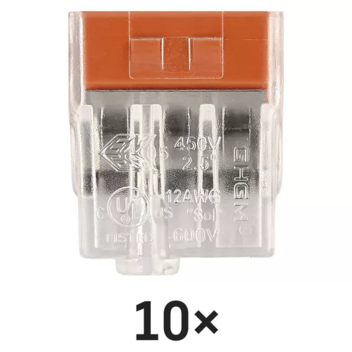 EMOS A9121 átlátszó 3 pólusú rugós sorkapocs, 10 db-os csomag