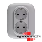 Legrand Valena Allure 2x2P+F csatlakozóaljzat biztonsági zsaluval egybeépített burkolattal keret nélkül rugós vezetékbekötéssel alumínium, AA753026