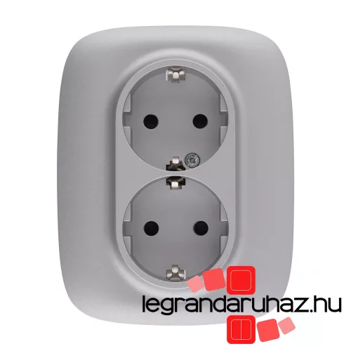 Legrand Valena Allure 2x2P+F csatlakozóaljzat biztonsági zsaluval egybeépített burkolattal keret nélkül rugós vezetékbekötéssel alumínium, AA753026