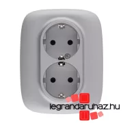   Legrand Valena Allure 2x2P+F csatlakozóaljzat biztonsági zsalu nélkül egybeépített burkolattal keret nélkül rugós vezetékbekötéssel alumínium, AA753027