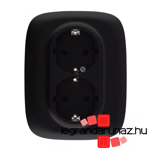 Legrand Valena Allure 2x2P+F csatlakozóaljzat biztonsági zsaluval egybeépített burkolattal keret nélkül rugós vezetékbekötéssel fekete, AB753026