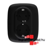 Legrand Valena Allure 2x2P+F csatlakozóaljzat biztonsági zsalu nélkül egybeépített burkolattal keret nélkül rugós vezetékbekötéssel fekete, AB753027