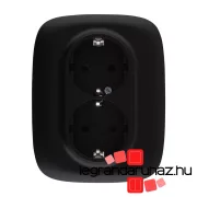   Legrand Valena Allure 2x2P+F csatlakozóaljzat biztonsági zsalu nélkül egybeépített burkolattal keret nélkül rugós vezetékbekötéssel fekete, AB753027