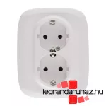 Legrand Valena Allure 2x2P+F csatlakozóaljzat biztonsági zsaluval egybeépített burkolattal keret nélkül rugós vezetékbekötéssel fehér, AF753026