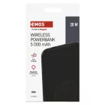 EMOS B0545B, Powerbank WI 521, 5 000 mAh, 20 W+Wireless, fekete