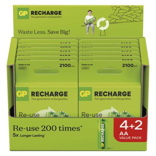 EMOS B27216, GP Recharge 2100 AA Akkumulátor (HR6) 6db