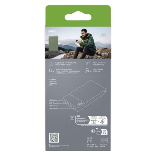 EMOS B6310G, GP Powerbank M2+ Series, 10 000 mAh, 22,5 W, zöld