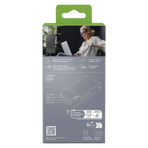 EMOS B6320GY, GP Powerbank M2+ Series, 20 000 mAh, 22,5 W, szürke