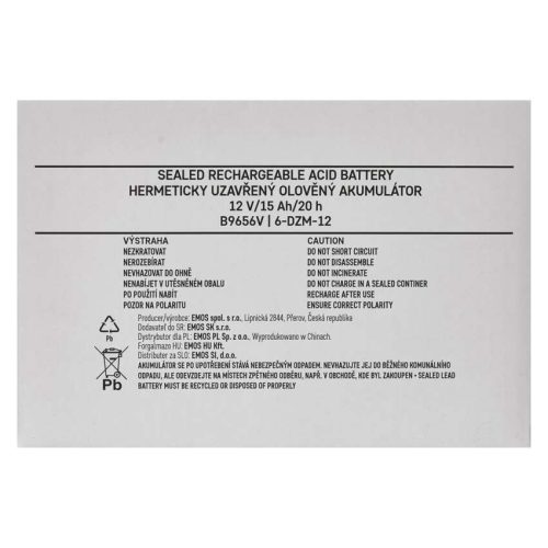 EMOS B9656V, EMOS Vontatás ólomakkumulátor 12 v/15 ah