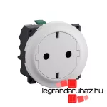 Legrand Céliane 2P+F csatlakozóaljzat, falsíkba illeszkedő betéttárcsával, biztonsági zsaluval, rugós bekötéssel, fehér, Legrand CB0122