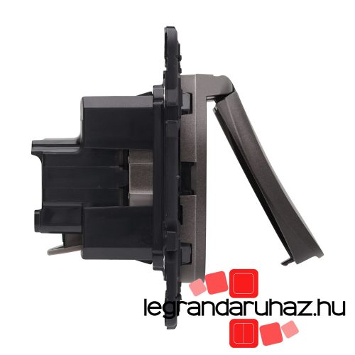 Legrand Céliane 2P+F csatlakozóaljzat biztonsági zsaluval, csapófedéllel, rugós, grafit CG067153CS-CS