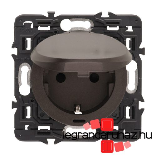 Legrand Céliane 2P+F csatlakozóaljzat biztonsági zsaluval, csapófedéllel, rugós, grafit CG067153CS-K