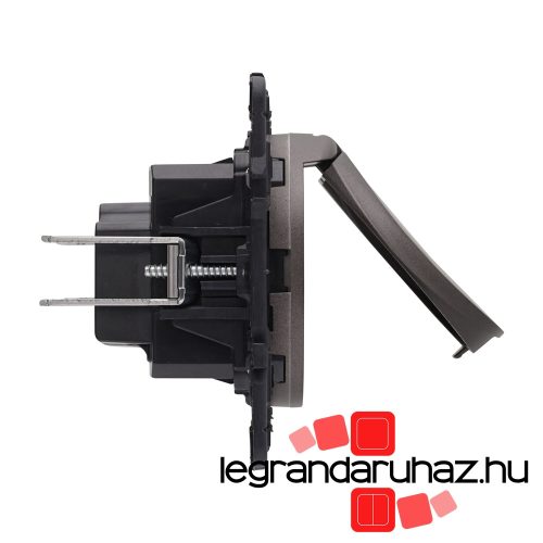Legrand Céliane 2P+F csatlakozóaljzat biztonsági zsaluval, csapófedéllel, csavaros, grafit CG067161CS-HK