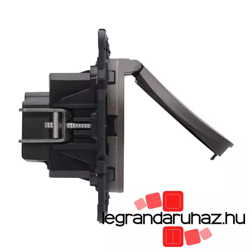 Legrand Céliane 2P+F csatlakozóaljzat biztonsági zsaluval, csapófedéllel, csavaros, grafit CG067161CS-K