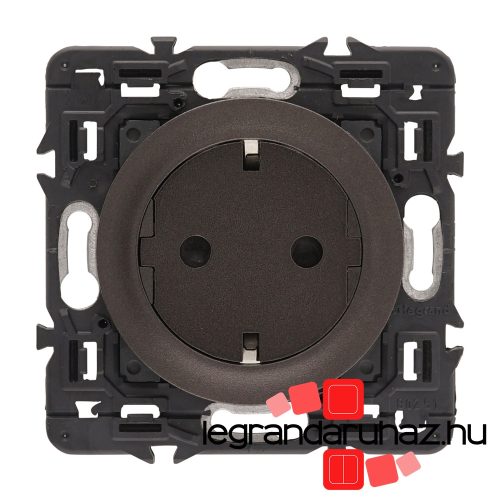 Legrand Céliane 2P+F csatlakozóaljzat, falsíkba illeszkedő, grafit betéttárcsával, biztonsági zsaluval, rugós bekötéssel, Legrand CG067168-HK
