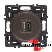   Legrand Céliane kettős USB-A + USB-C  töltőaljzat, beépített tápegységgel - 3A, 15W, burkolattal, grafit CG067465-HK