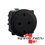 Legrand Céliane 2P+F csatlakozóaljzat, falsíkba illeszkedő betéttárcsával, biztonsági zsaluval, rugós bekötéssel, fekete, Legrand CN0122