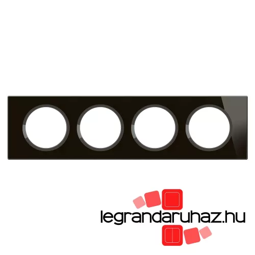 Legrand Céliane négyes keret, onyx fekete üveg, Legrand CP1904