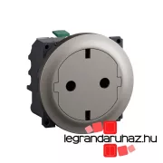   Legrand Céliane 2P+F csatlakozóaljzat, falsíkba illeszkedő betéttárcsával, biztonsági zsaluval, rugós bekötéssel, titánium, Legrand CT0122