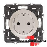 Legrand Céliane 2P+F csatlakozóaljzat, falsíkba illeszkedő titán betéttárcsával, biztonsági zsaluval, rugós bekötéssel, Legrand CT067167-HK