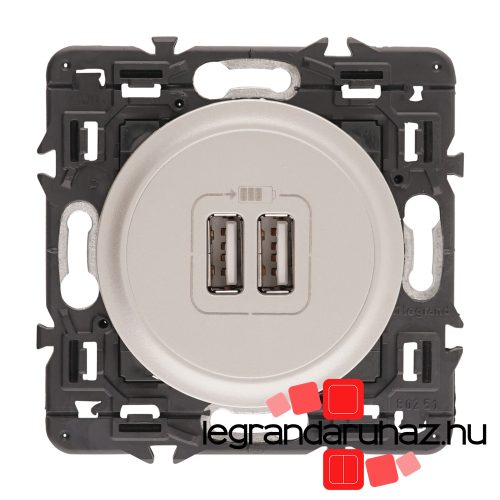 Legrand Céliane kettős USB-A töltőaljzat, beépített tápegységgel - 5 V - 2400 mA, burkolattal, titánium CT067462-CS